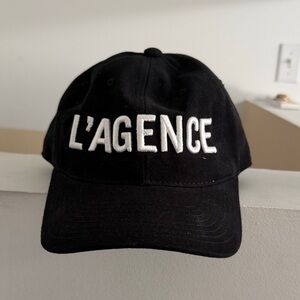 L'AGENCE Black Cap with White Embroidered Logo
